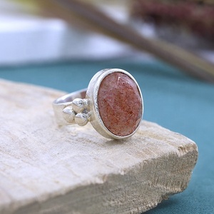Anillos de piedra solar de Plata de Ley 925, piedras preciosas ovaladas naturales hechas a mano, declaración Bohemia, proveedor de joyería para mujer - Product Image 5