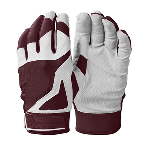 CLASSICAL TRENDS Maroon White Batting <b>Gloves</b> Microfiber Fabric Breathable Pull Hook Loop Closure Woven <b>Knit</b> Unisex Adult - Product Image 1