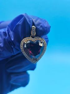 Pendentif Cœur en Aigue-marine, Pierre de Naissance de Mars, Pendentif Halo en Argent 925 Plaqué Or pour Femme, Cadeau Délicat - Product Image 6