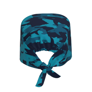 Custom Shark Camouflage Print <b>Scrub</b> Cap - Adjustable Cotton Surgical Hat with Tie Back - Wholesale Breathable Medical Headwear - Product Image 2
