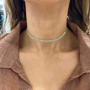 Diamond Drop Tennis Necklace Wholesale 14k 18k Gold Baguette Round Cut Lab Grown Illusion Station Statement <b>Choker</b> Manufacture - Product Image 3