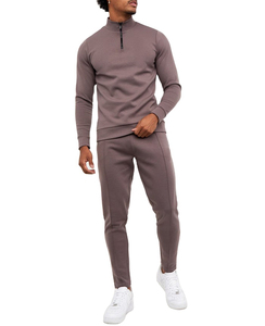 Sweat-shirt thermique oversize en coton/fibre de bambou avec quart de zip, personnalisable avec logo, pour homme, à demi-zip, teint uni, hiver - Product Image 2