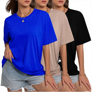 Oversized Short Sleeve Solid Color Jersey T-Shirt <b>Men</b> Casual O-Neck Plain Dyed Knitted Fit Regular Length - Product Image 5