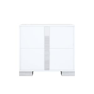 Elegante Comodino Bianco con 2 Cassetti e Maniglia in Metallo, Comodino a Specchio per Camera da Letto o Soggiorno, Uso Domestico - Product Image 5