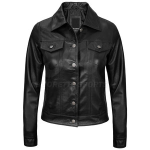 Veste en cuir pour femme de haute qualité, vêtement d'extérieur tendance et haut de gamme, conçue pour le confort et la durabilité - Product Image 2
