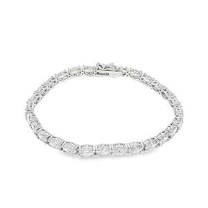 สร้อยข้อมือเพชรแพลตตินั่ม 14K รูปทรงวงรี สี D ได้รับการรับรองจาก GIA เครื่องประดับงานแต่งงานสำหรับผู้หญิงแบบคลาสสิก - Product Image 4