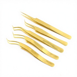 ชุดแหนบต่อขนตาสแตนเลสสีทองพลาสม่า 5 ชิ้น สำหรับต่อขนตาแบบวอลลุ่ม ปลายแหลมคม สวยงาม ระดับนานาชาติ - Product Image 1