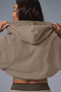 Sweat-shirt à capuche long décontracté pour femme, coupe ample et extensible, style streetwear, imprimé, avec poches, technique délavée - Product Image 5