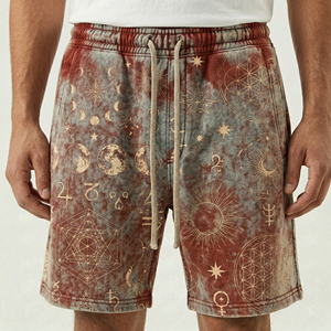 Shorts de bain vintage déchirés pour hommes, style streetwear, en polyester/coton, taille élastique avec cordon, poches, pour l'extérieur - Product Image 6