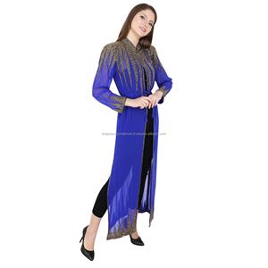 Robe caftan moderne pour filles Dubaï Abaya en soie élégante avec perles faites à la main Longue tenue de fête pour l'été Vente en gros - Product Image 5