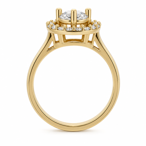 Anillo de Compromiso con Halo de Diamantes Cultivados en Laboratorio de 1.25 CTS, Estilo Clásico Solitario, Anillo de Novia con Pavé, Regalo de Aniversario en Oro, Joyería Personalizada - Product Image 2