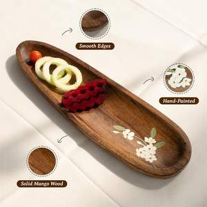 Bandeja de Madera con Forma de Barco para Servir Aperitivos, Madera Natural Templada y Pulida con Elegante Bandeja Decorativa, Precio Reducido para Clientes al por Mayor - Product Image 2