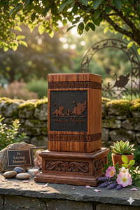 Wooden Pet Urn Memorial <b>Keepsake</b> <b>Box</b> Carved Animal Pattern Cremation Urn Desktop Tribute Gift - Product Image 3