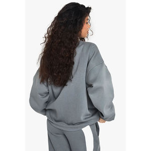 Sudaderas con capucha de invierno para mujer al por mayor, 350 g/m², con logo personalizado, manga larga, cuello redondo, sudaderas cortas para mujer - Product Image 4