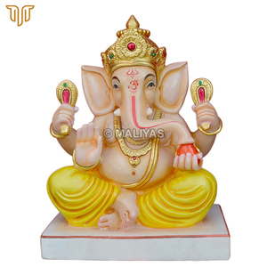 Pure Marble Ganesh Statue | Handcrafted Lord Ganesha Idol | Premium Marble Ganpati Murti for Home Temple | Hand-Painted 18 Inch - Product Image 2