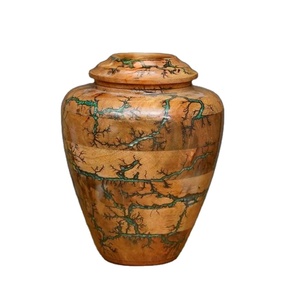 Mango Wooden Handmade Urn Jar With Burned Art & Resin Art Premium Quality Urn Cremations Jar for Human Ashes Use As Keepsake. - Product Image 1