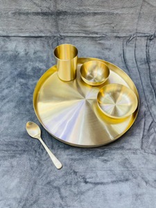 Service de table en laiton, ustensiles de cuisine, design martelé, vaisselle traditionnelle pour restaurant et mariage - Product Image 6