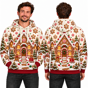 Men's Christmas Santa Claus Print Hooded Sweatshirt Regular Fit Winter Casual Knitted Polyester Full Color Design - Product Image 2