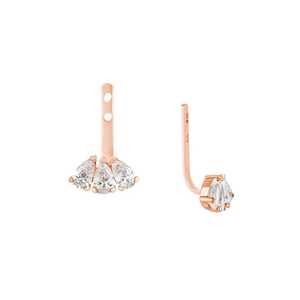 ต่างหูแบบหนีบประดับเพชรทรงลูกแพร์สั่งทำพิเศษ ทองคำแท้ 14K 18K ดีไซน์เรียบหรู แบบหนีบสองด้าน ประดับเพชรเม็ดเดี่ยว สำหรับเธอ - Product Image 5