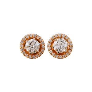 1.58 CT Round Halo Lab Grown Diamond Stud <b>Earrings</b> in 14K Yellow Gold for Weddings and Parties Perfect Gift - Product Image 1