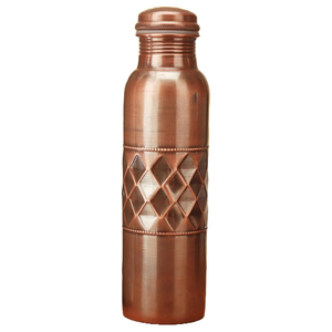 Botella de Vidrio de Cobre Antiguo con Tapa Metálica Martillada Moderna, Bebedero Deportivo Personalizado de la Mejor Calidad para Gimnasio, Beneficios para la Salud y Ambiente - Product Image 5