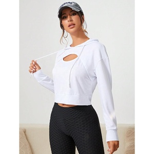 2025 New Arrival Custom Logo Women Cotton Fleece <b>Yoga</b> <b>Sweatshirt</b> Workout Sports Cropped <b>Sweatshirt</b> Set for Women - Product Image 5