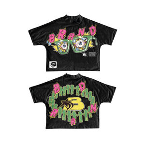 Camiseta Negra Oversize de Streetwear para Hombre, Marca B, Manga Corta, Estampado Gráfico, Cuello Redondo, Poliéster, Estilo Casual Hip Hop - Product Image 1