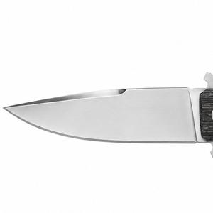 Navajas plegables con patrón de veta de madera negra, hoja satinada de punta caída, apertura con flipper y orificio para cordón para uso diario - Product Image 3