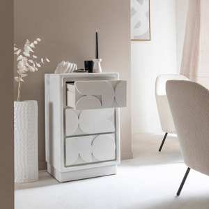 Commode 3 tiroirs Vandana Ultra Stellar en bois effet béton blanc par Danaé - Product Image 3