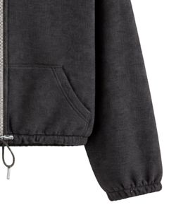 Sweat-shirt court zippé gris clair en polaire pour femme, col polo, poches avant, ourlet à cordon réglable, décontracté, chaud, style streetwear - Product Image 6