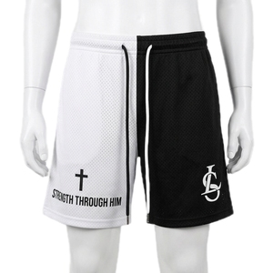 Shorts de sport décontractés unisexe en toile mi-longue style hip-hop américain tendance, à séchage rapide, en maille, avec cordon de serrage, pour la course, le basketball et l'entraînement estival - Product Image 1