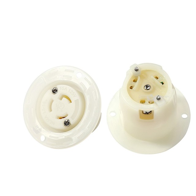 Listed Heavy-Duty NEMA L5-15 Flange Outlet | 15A 125V US Cabinet Power Socket