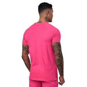 เสื้อยืดออกกำลังกายสีชมพูสดใสสำหรับผู้ชาย แขนสั้น ระบายอากาศได้ดี น้ำหนักเบา เหมาะสำหรับวิ่ง ฟิตเนส ออกกำลังกายในยิม - Product Image 2