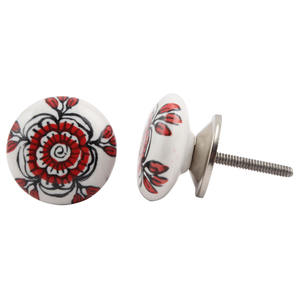 ที่หนีบลิ้นชักเซรามิกสีแดงกุหลาบแบบแบน,แฮนด์เมดคุณภาพพรีเมียมสำหรับตู้ลิ้นชักดึงตู้ครัวมือจับประตูราคาถูก - Product Image 1