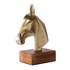 Jaffs Exports Gold Plated Aluminium Horse Head Sculpture <b>Figure</b> Contemporary Art Decor Eco-Friendly 24cm Tabletop Ornament for - Product Image 4