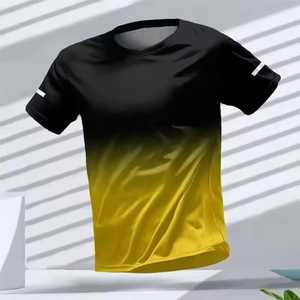 Camiseta Deportiva de Tenis para Hombre, Cuello Redondo, Manga Corta, Color Degradado, Absorbe la Humedad, Ajuste Atlético, 100% Poliéster - Product Image 3