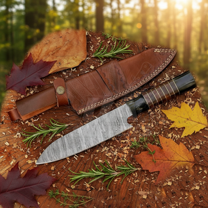 Cuchillo de Chef Ambidiestro de Acero de Damasco Hecho a Mano, Estilo Japonés, Afilado como una Navaja, Acabado de Alto Brillo, Mango Ergonómico Antideslizante de Madera - Product Image 1