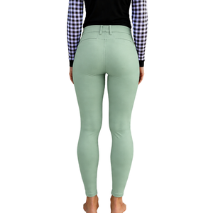 Pantalon d'équitation pour femme vert sauge, taille haute, extensible, avec grip aux genoux, pour entraînement et compétition, vêtements de sport professionnels - Product Image 2