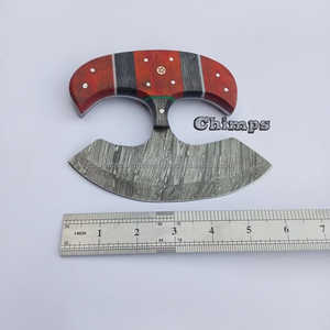 Couteau de cuisine Ulu en acier Damas, couteau à désosser de chef, écologique, style vintage, réglable, pour droitiers et gauchers, luxe, manche en Pakka - Product Image 4