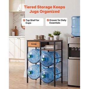 Support à 4 niveaux double rangée robuste pour bouteilles d'eau de 3 à 5 gallons – Organisateur de rangement de cuisine - Product Image 2