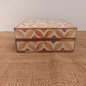 Premium Bone Inlay Jewelry <b>Box</b> - Handmade Camel Bone Mosaic <b>Trinket</b> Keepsake <b>Box</b> Arabic Geometric Pattern Luxury Storage Gift - Product Image 3