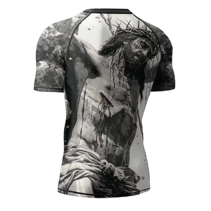 T-shirts de sport à manches courtes en polyester à séchage rapide, personnalisables par sublimation, pour compression et protection anti-UV (OEM) - Product Image 3