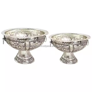 ชามอลูมิเนียมสำเร็จรูปสำหรับสลัดอาหารทำจากเงินขนาดยาวทำด้วยมือใหม่ - Product Image 3