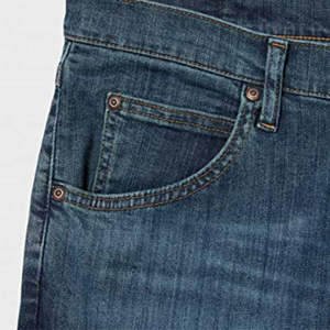 กางเกงยีนส์เดนิมสีน้ำเงินทรงตรงสำหรับผู้ชาย สไตล์ลำลอง เอวสูง ยางยืด - Product Image 6