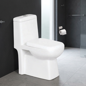 Offre Spéciale – WC monobloc en céramique blanche, design moderne, chasse d'eau cyclonique, sans bride, pour salle de bain contemporaine et usage extérieur - Product Image 2