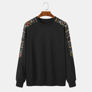 Men's Winter Solid Pattern Digital 100% Cotton Fleece Crew Neck Pullover Sweatshirt Front Logo Lined Design Breathable Quick Dry - Product Image 1