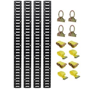 Kit di fissaggio per binari E-Track da 12 pezzi per camion, furgoni, rimorchi - 4 binari E-Track orizzontali da 1,5 m e 4 accessori in acciaio per il controllo del carico - Product Image 1
