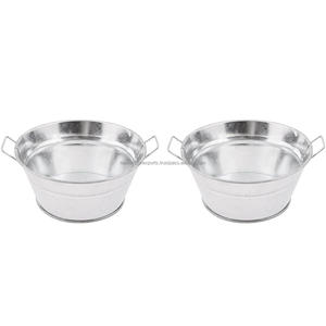 Lot de 2 Cuve en métal galvanisé naturel de 6 pouces avec poignée latérale Technique artisanale - Product Image 1