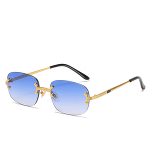 Gafas de Sol Cuadradas Sin Marco, Lentes Transparentes de Corte Vintage, Gafas de Diseñador de Marca de Lujo para Hombre - Product Image 1