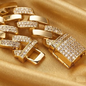 Bracelet chaîne cubaine en argent 925 pour homme, serti de diamants, style hip-hop, bijou statement - Product Image 3